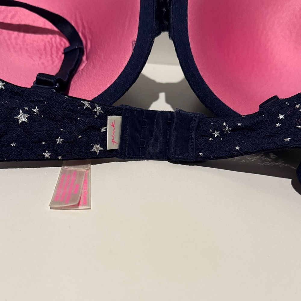 PINK Victoria Secret Navy Blue Star 36D Bra wear everywhere push up - Picture 6 of 13